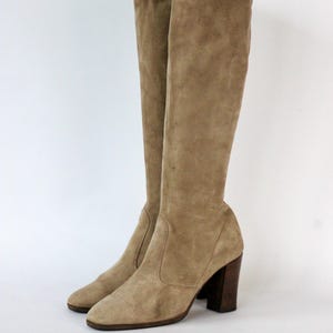 1960s Beige Suede Leather High-shaft/High-Heel Boots // Cometa, Italy for Magasin, Copenhagen // Size EU 37 US 6 UK 4