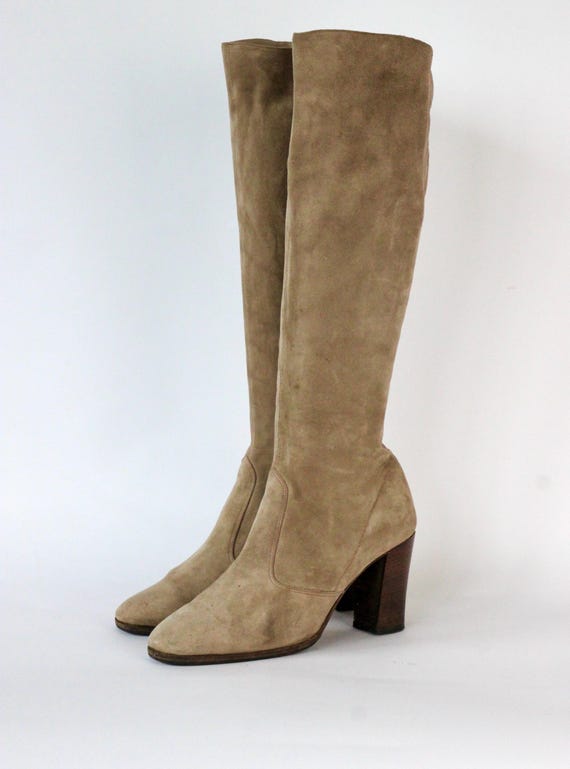 Bottes Noires En Cuir Suédé à Talons Hauts - Taille UK 6 (pointure 39 Environ)
