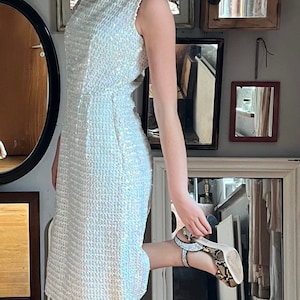 Robe à paillettes blanche vintage des années 1960//robe à paillettes vintage//robe de cocktail//taille S-M