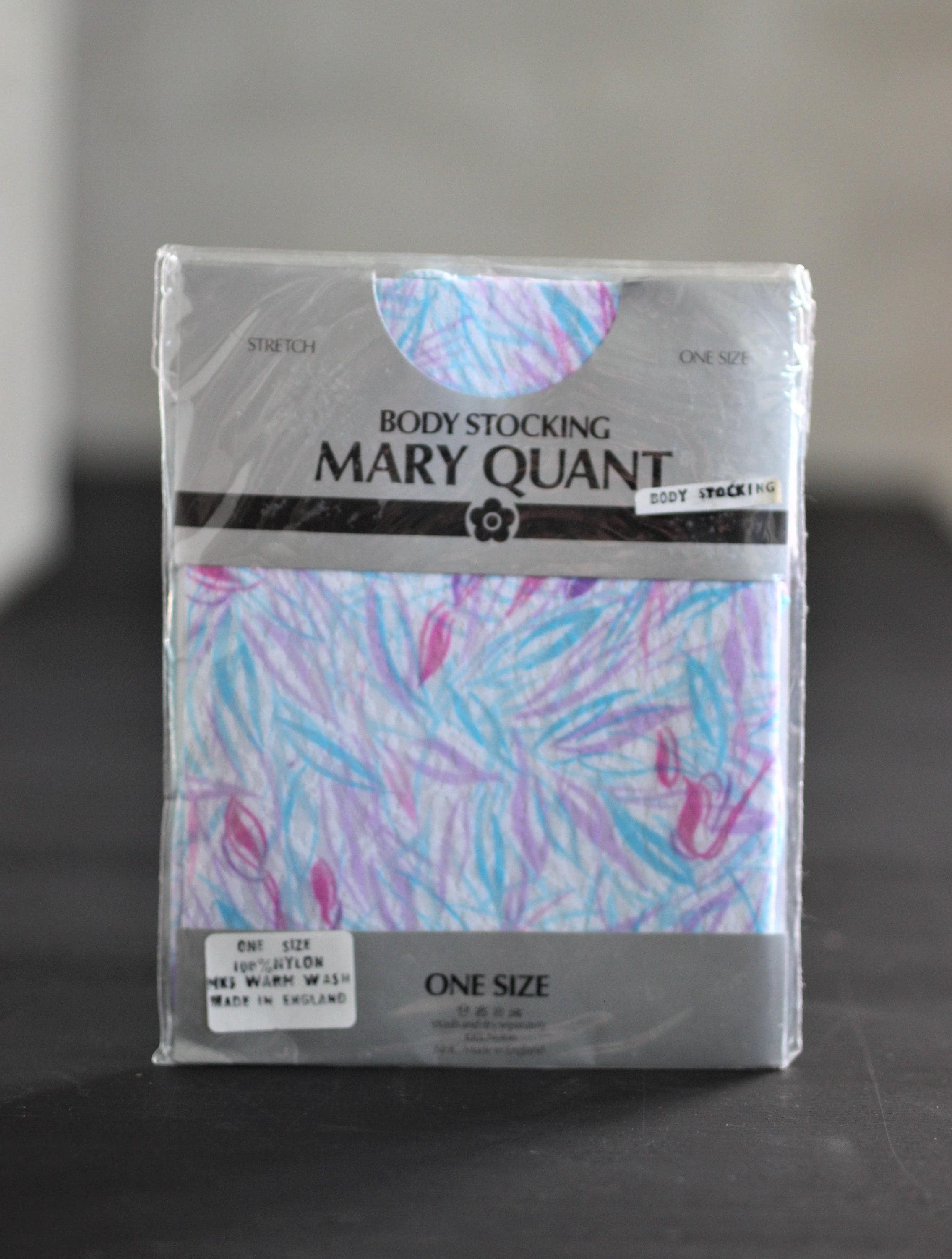 1980s Vintage Mary Quant Abstract Multicolored Lace Bodysuit 