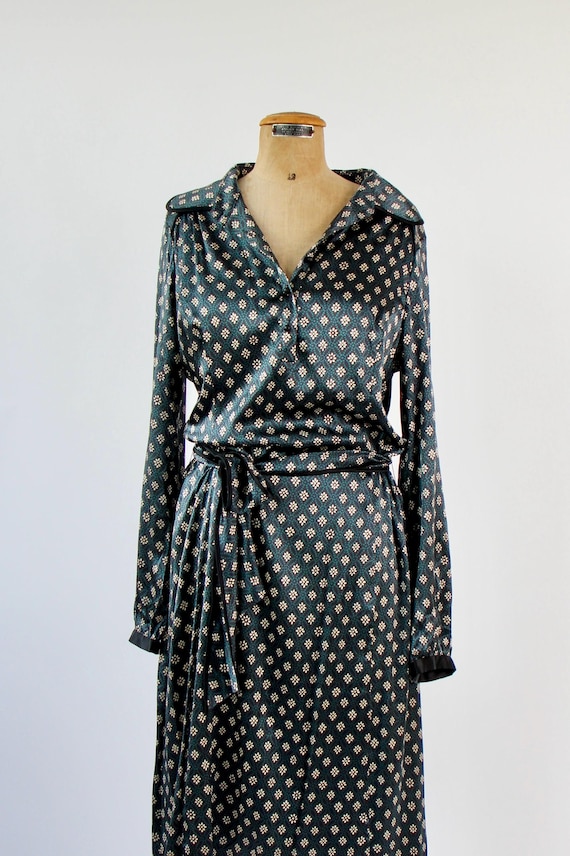 belted teal and black shirt dress Suncatcher Belted Button-Front Maxi Shirt Dress  alist100