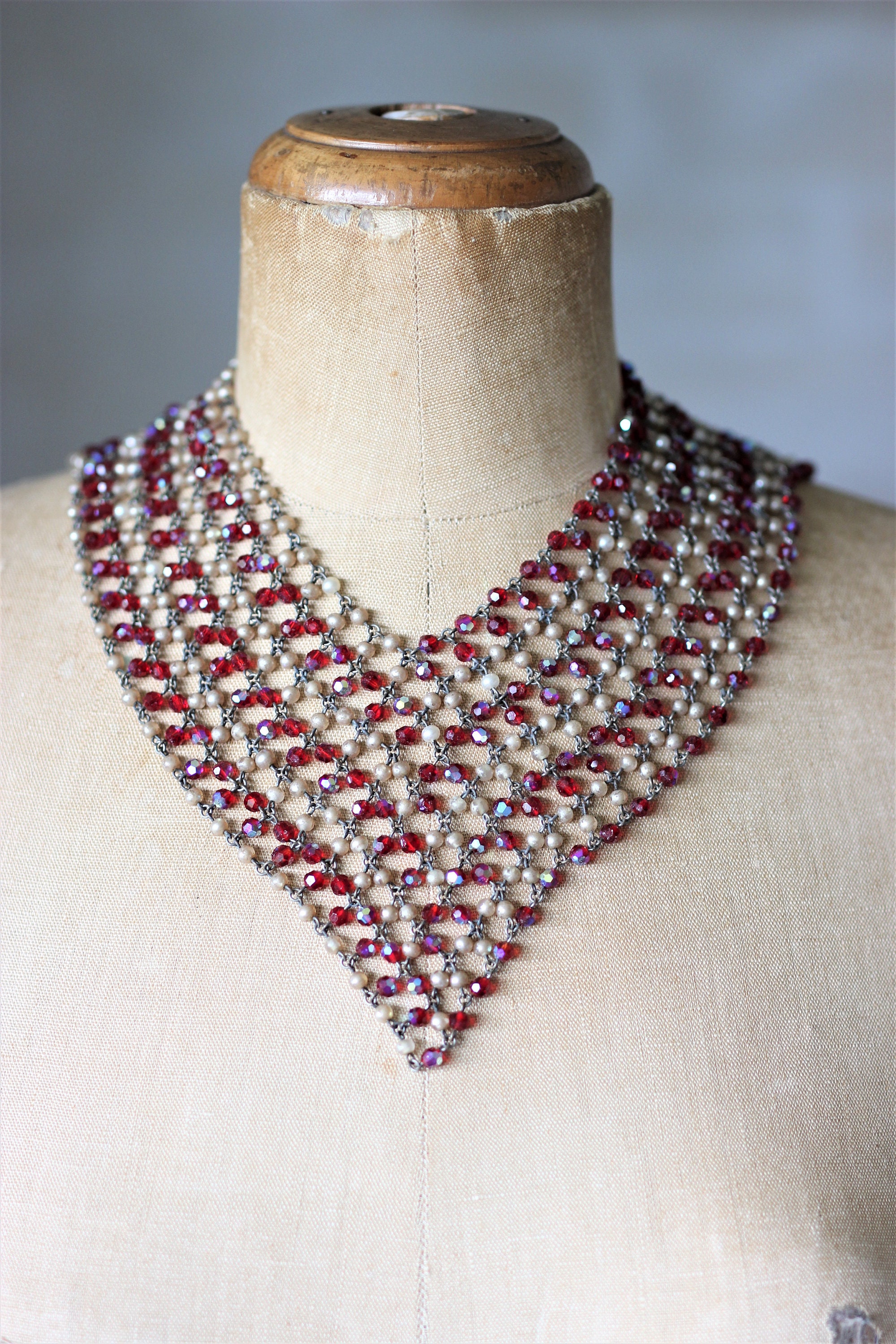 JPG Jean Paul Gaultier Vintage 1990s Beaded Collar Chain Necklace