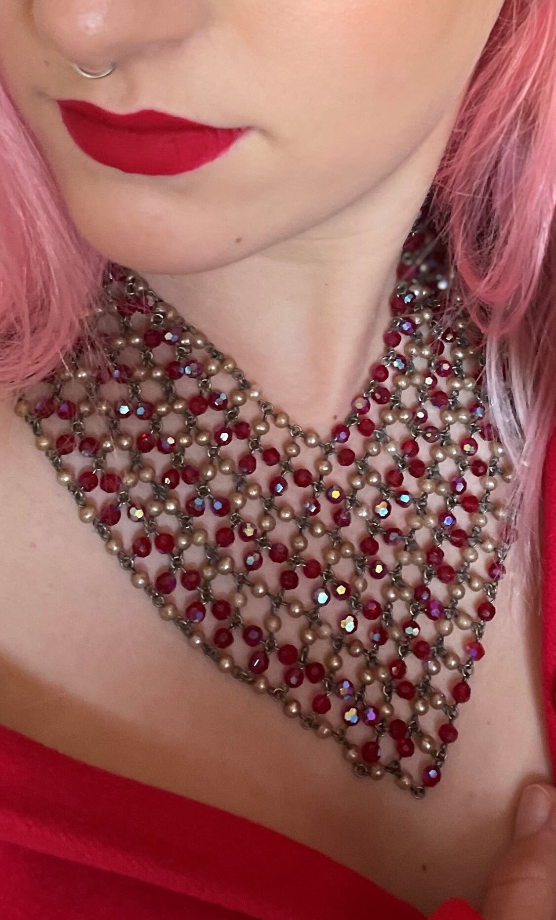 JPG Jean Paul Gaultier Vintage 1990s Beaded Collar Chain Necklace