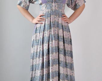 Vintage Purple Maxi Boho Silk Dress//Does 1960s//Baum und Pferdgarten, Danish Design//Size XS