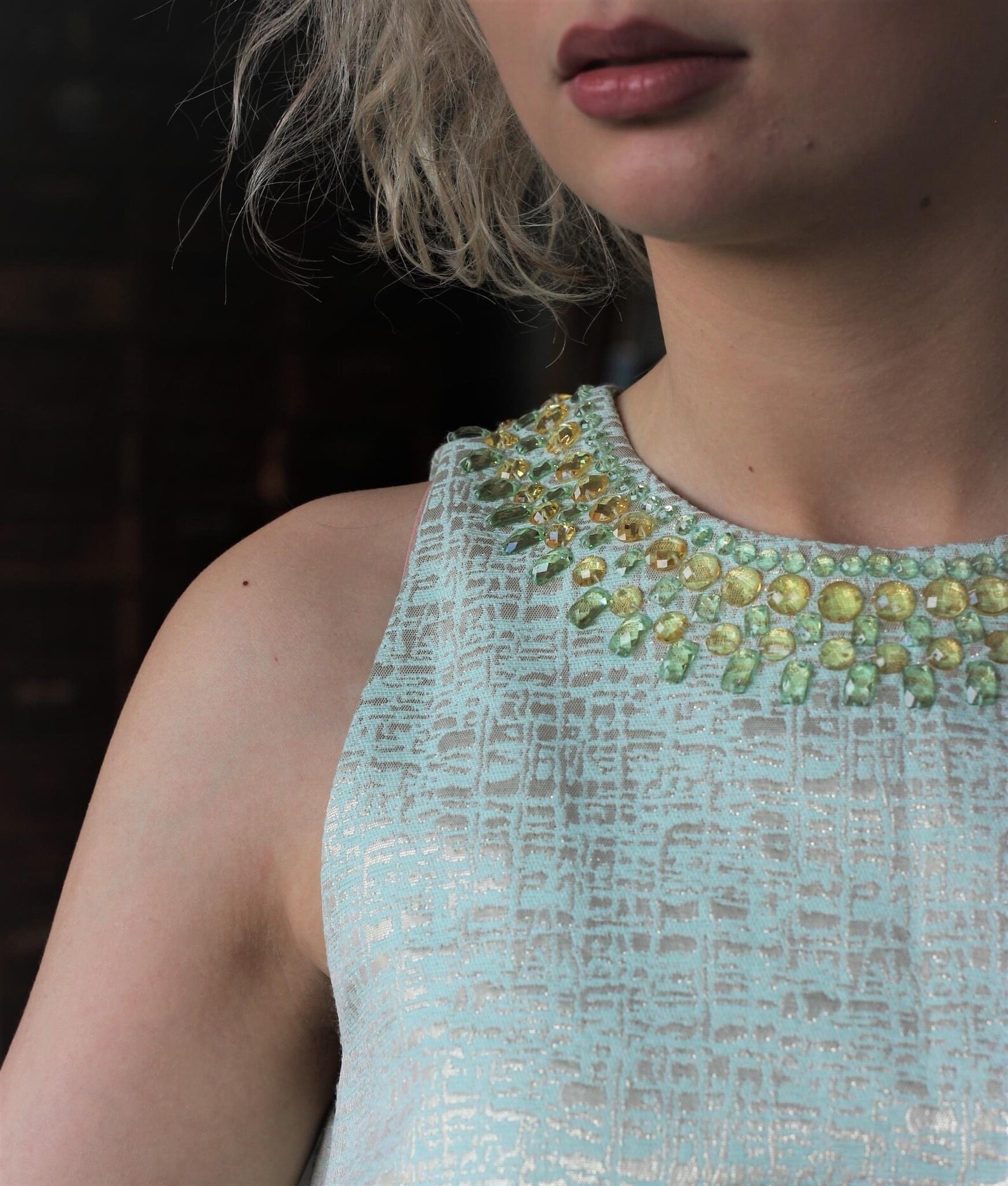 Green Midi Pencil Evening Dress