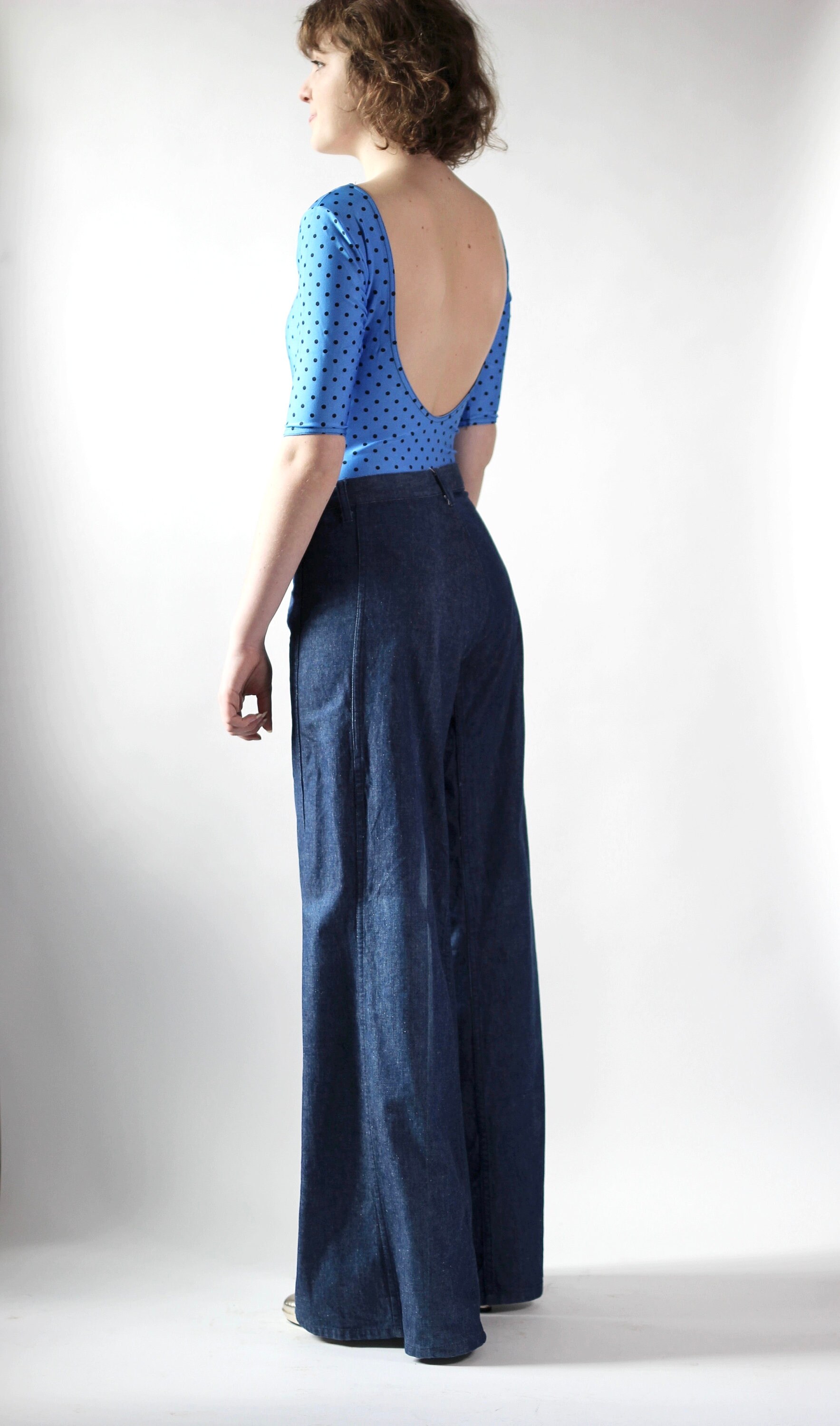 Lee High-Waisted Flare-Cut Denim Pants, Women's Size M (W26) cotton blue type Vintage Second Hand