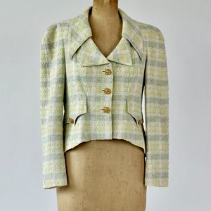 1990s Christian Lacroix Vintage Pastel Cotton Tweed Collared Blazer/Jacket//Made in Franche//Size M
