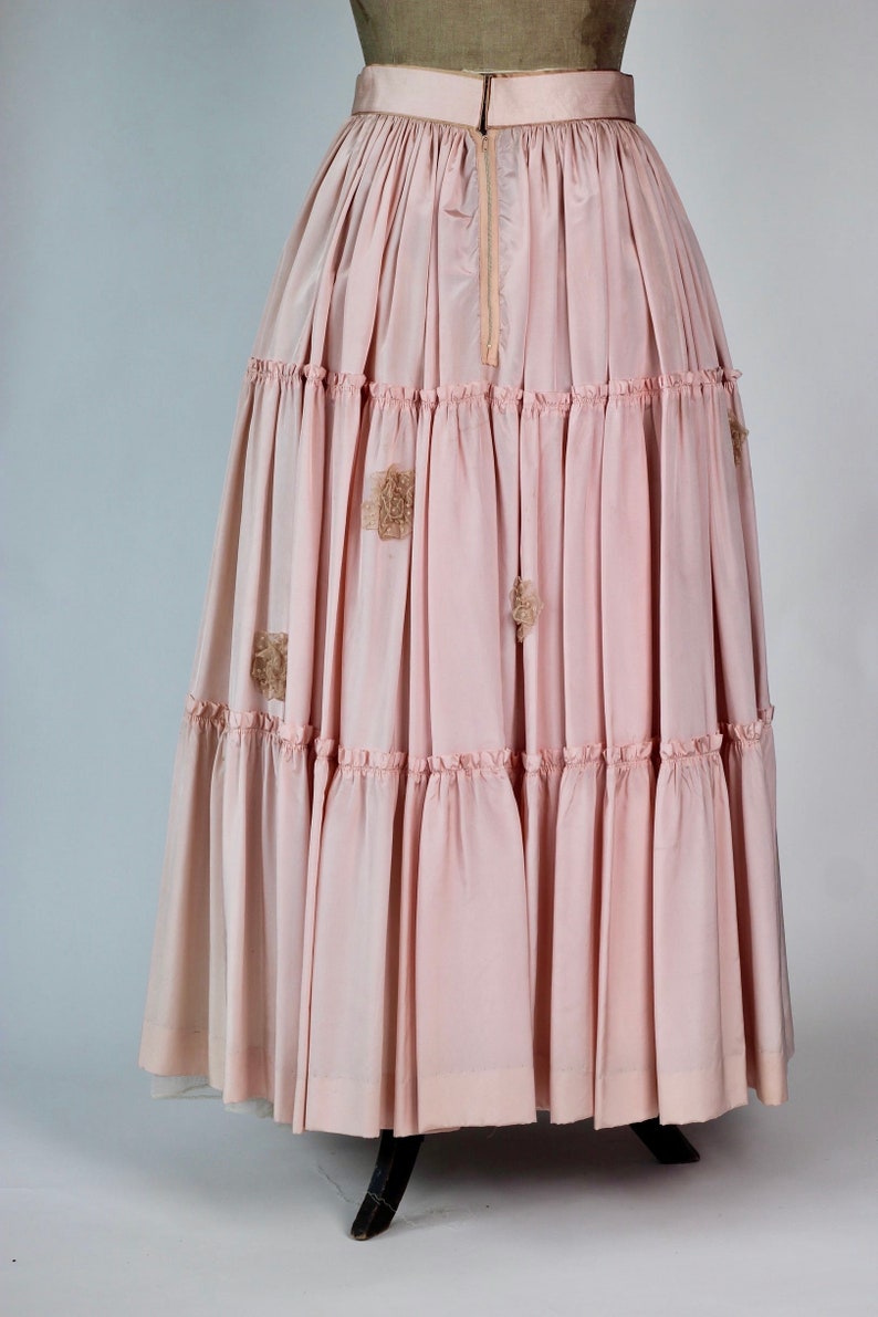 Handmade Pink Skirt in Vintage Taffeta Silk//One of a Kind image 7