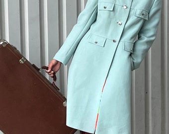 1960s mint green wool mod coat//Cresta, Lily Mono London//Size M/L