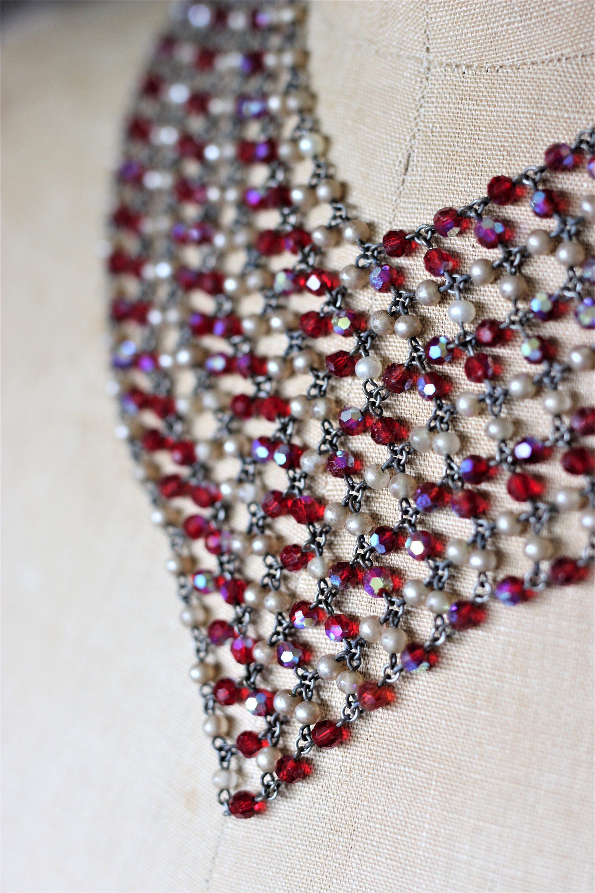 JPG Jean Paul Gaultier Vintage 1990s Beaded Collar Chain Necklace