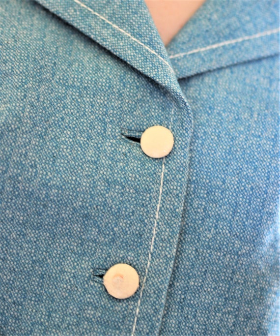1960's Italian Blue Wool Skirt/Blazer Suit with W… - image 5