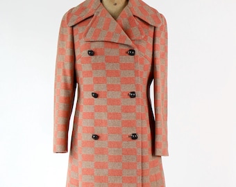 1970s Vintage Double Breasted Wool Coat//mod Coat//slim Fitting