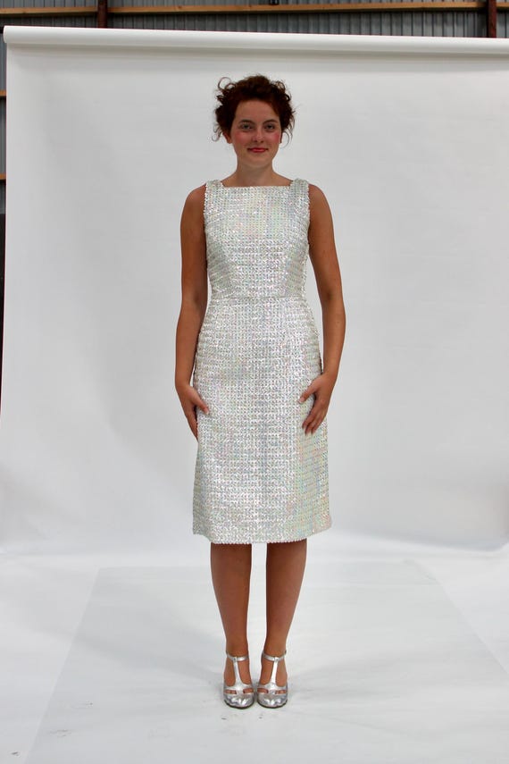 white sequin cocktail dress Sample: White Sequin Cocktail Dress main image 1