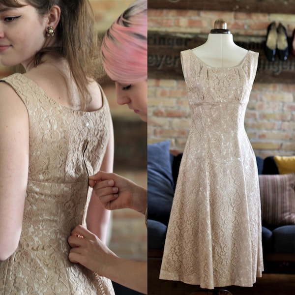 Vintage Lace Drawstring Dress