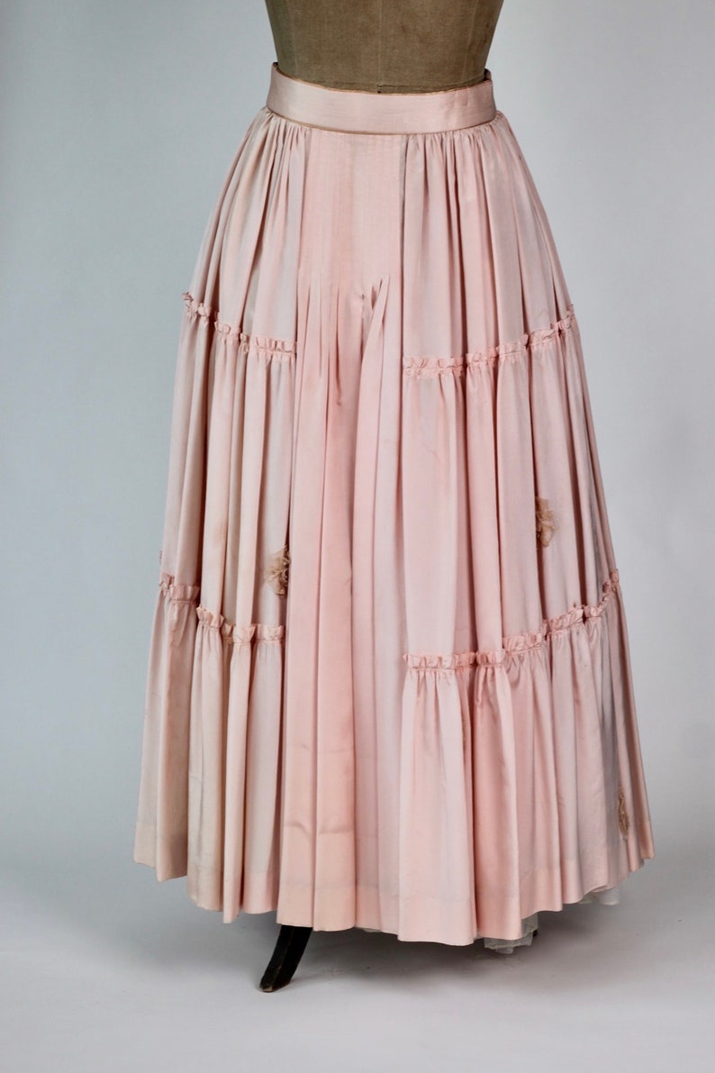 Handmade Pink Skirt in Vintage Taffeta Silk//One of a Kind image 5