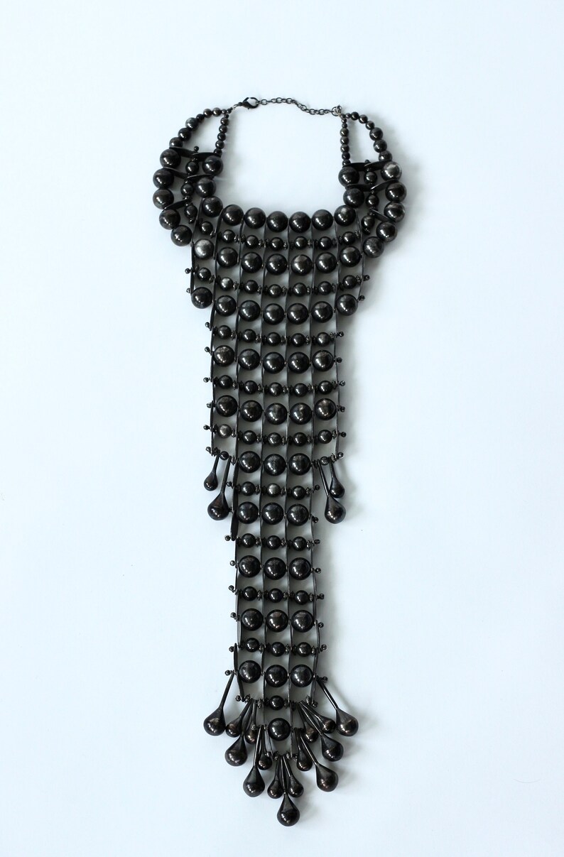 Y2K Vintage Showpiece Necklace//One of a Kind//Metal Beads//Danish Designer Rützou image 8