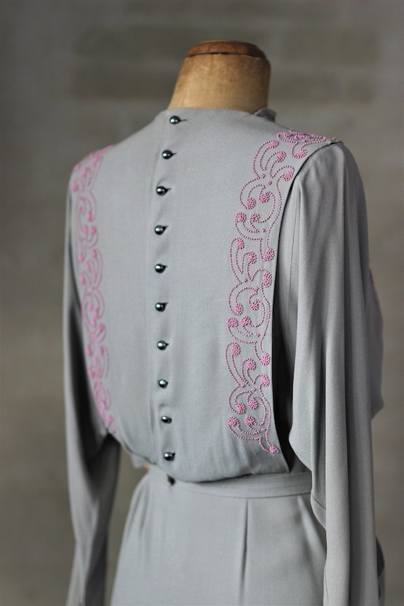 pink gray dress Dusty Rose Long Formal with Sheer Sleeves Dusty Rose / 16 Classic Match dress pink and grey V-neck