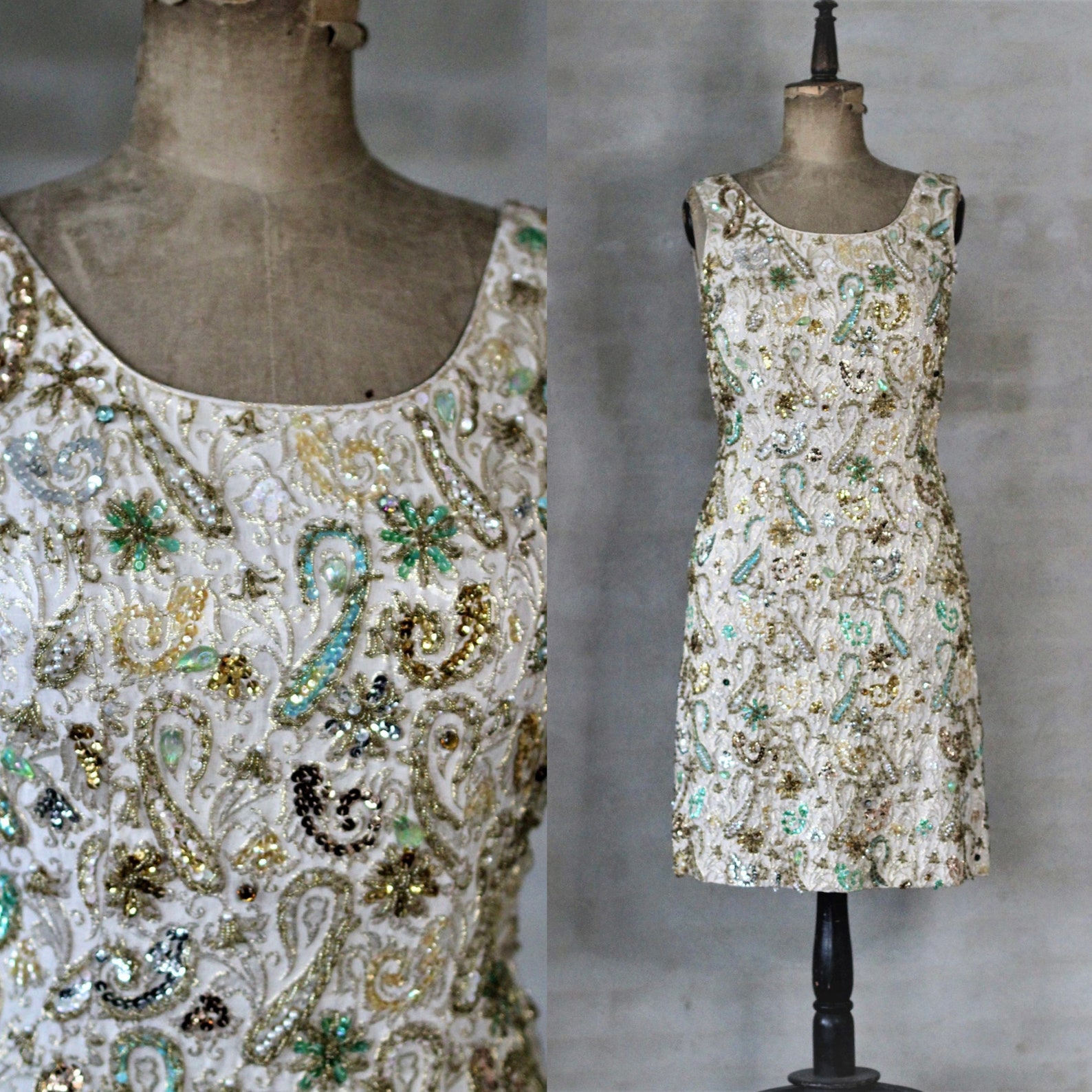 1960s Beaded Dress and Crop Top Set