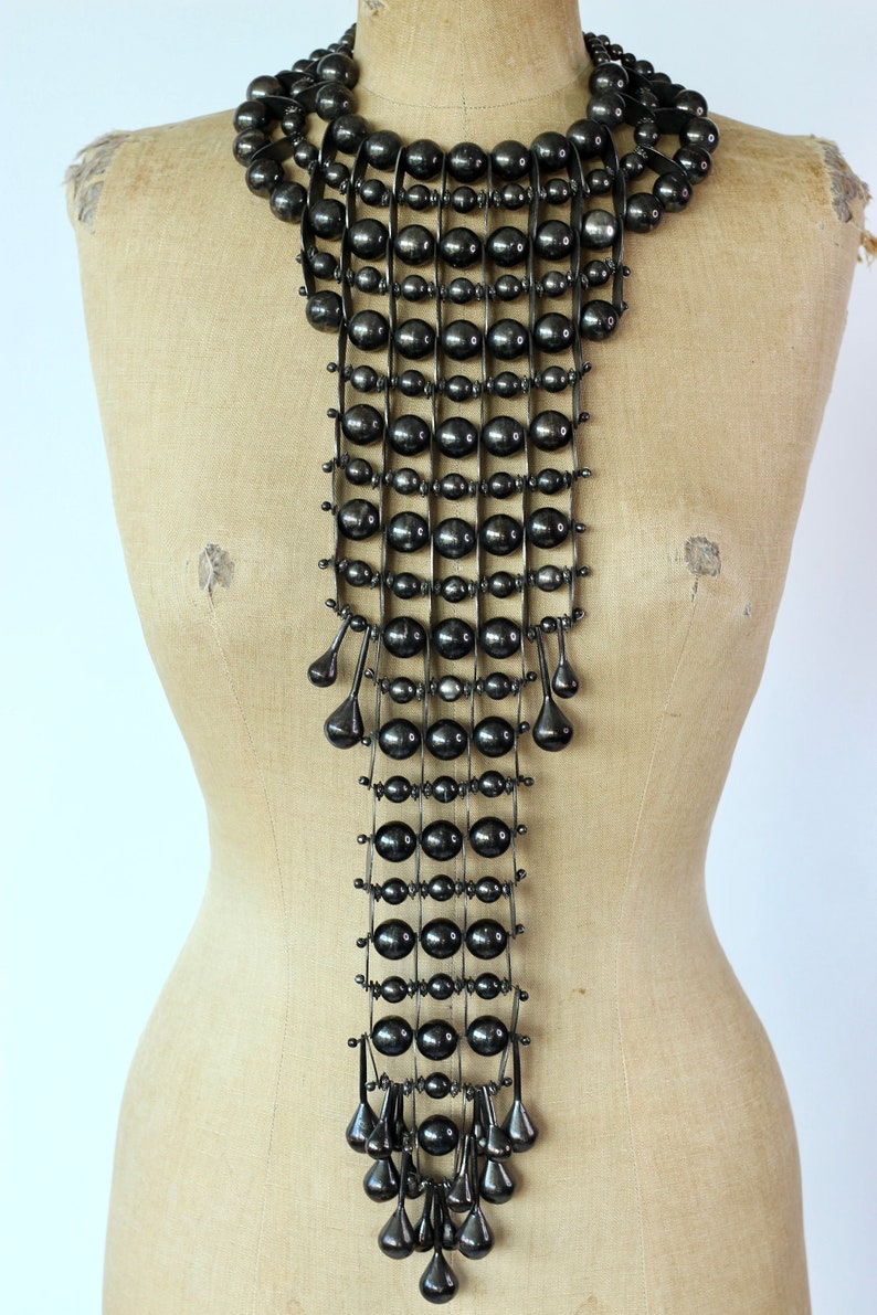 Y2K Vintage Showpiece Necklace//One of a Kind//Metal Beads//Danish Designer Rützou image 5