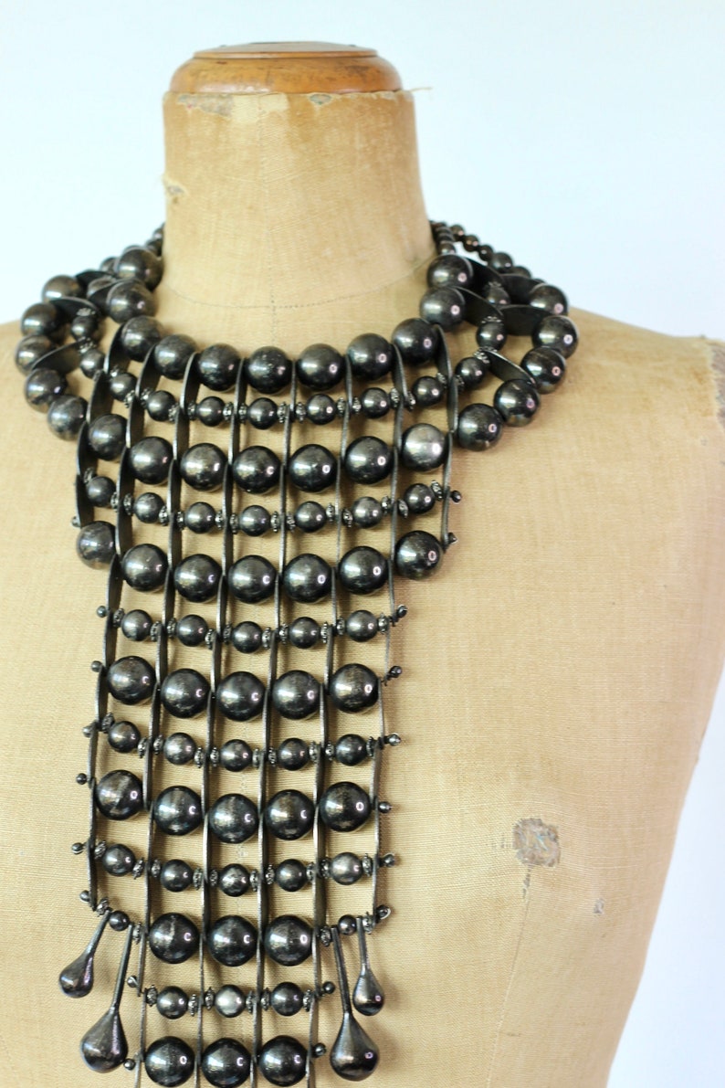 Y2K Vintage Showpiece Necklace//One of a Kind//Metal Beads//Danish Designer Rützou image 3