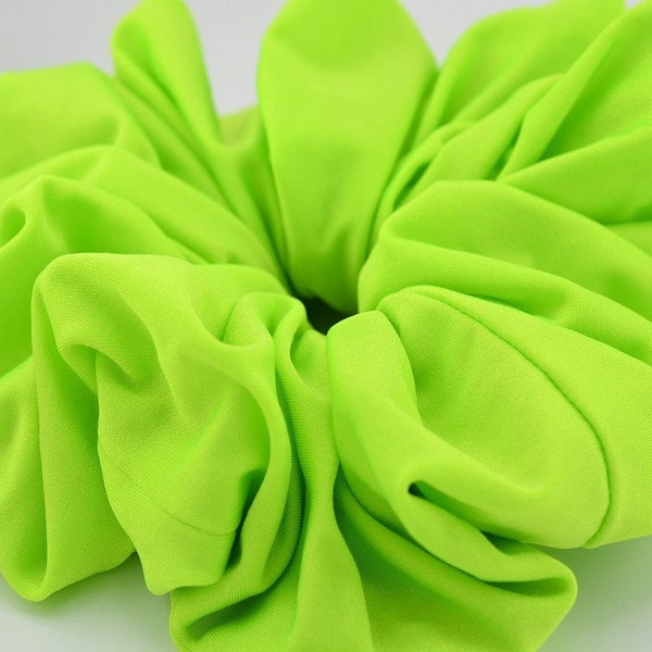 Oversized Extra large Bright Fluorescent Lime Neon Green Scrunchie hair tie gift for Neoncore fans and 80s lovers