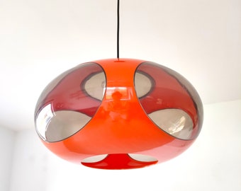 Vintage orange UFO pendant lamp - space age design from Massive 1970's