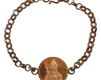 Mahadeva Shiva Pashupatastra With Hand Crafted Copper Chain Bracelet Adjustable Sadashiva Shankara Kappu Kankanam