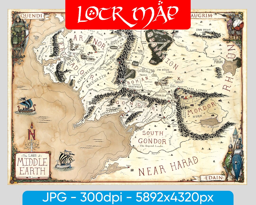 Buy Lord of the Rings Map Middle Earth Map Canvas Print Wall Online in ...