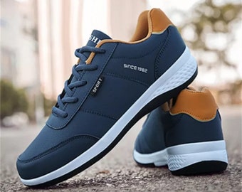 Mens Blue & Black Casual Lace Up Sneakers Pumps Trainers. Lightweight Easy Fit Canvas. Mens' Workwear Multi-Purpose Shoes. Free UK Shipping.