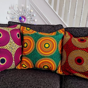 Trendy Sofa Throw Pillows / Assorted Cushion Pillows / Decorative Cushion Covers / Handmade African Print Cushion Covers / Free UK Shipping.