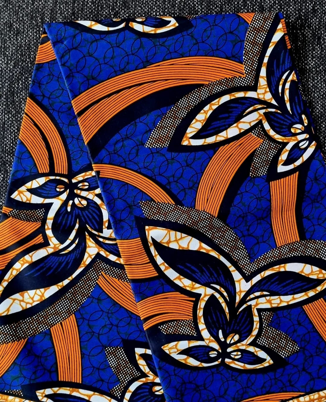 African Print Fabric, Ankara, Orange and Blue Floral Wax Print - Etsy