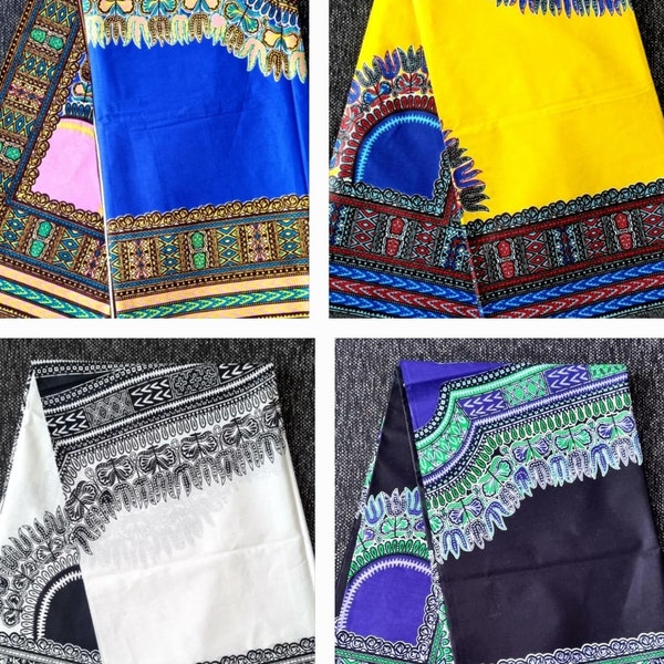 Tissus Dashiki Africains Tendance 100% Coton/Imprimés Africains Assortis/Dashiki Multicolore 4 Couture/Vendu par mètre/Livraison Gratuite au Royaume-Uni.