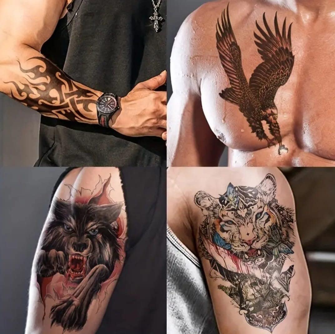 Body Art Full Arm Leg Sleeve Tatoo Big Animal Tiger Lion Temporary