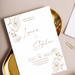 Botanical Floral Wedding Invitation Template (Editable)