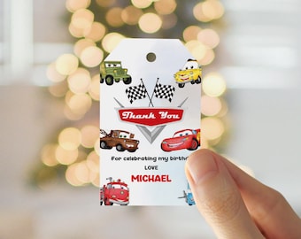Cars Birthday Gastgeschenk Anhänger: Bearbeitbare Danke Geschenkanhänger (Digitaler Download)