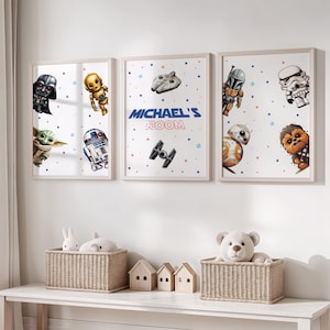 Personalized Star Wars Nursery Prints: Set of 3, Kids Room Decor (Digital Download)
