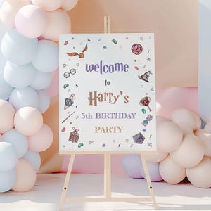 Editable Wizard Birthday Welcome Sign Template, Printable Birthday welcome Sign, Digital Kids Party Welcome Sign Template, WRD1
