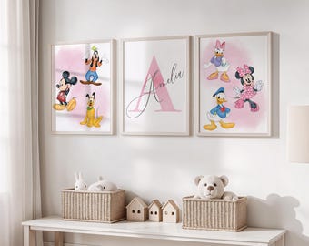 Personalized Mickey and Friends Nursery Prints, Disney Wall Art (Digital Download)