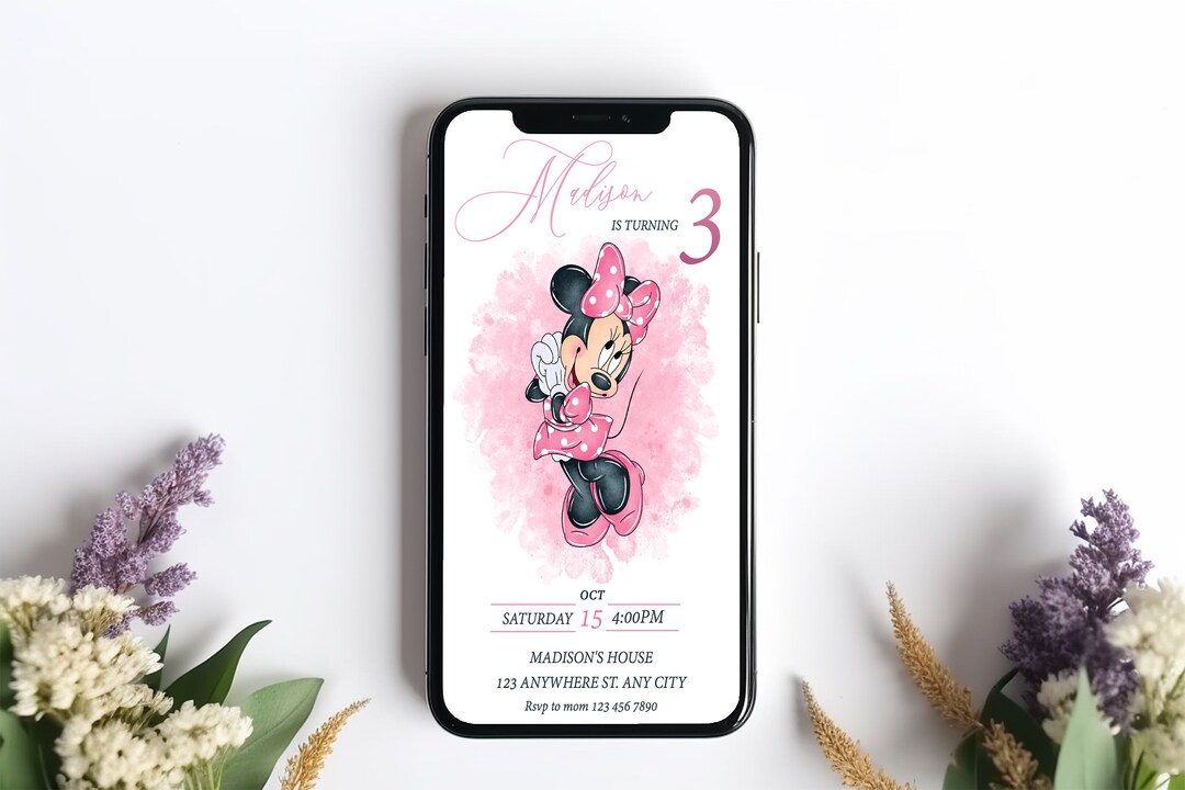 Editable Minnie Mouse Birthday Invitation Template (digital Download ...