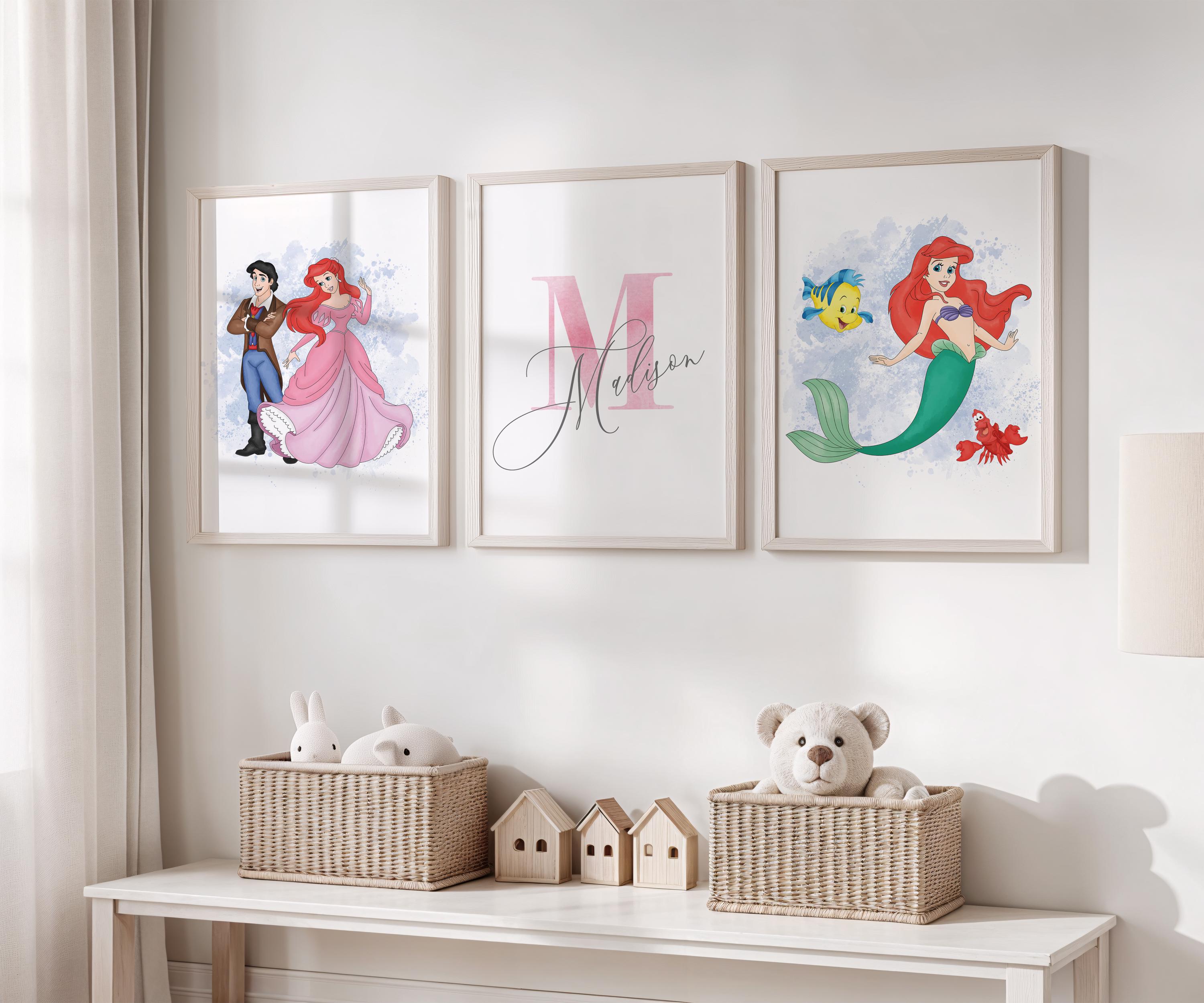 Décoration personnalisée pour chambre de petite sirène : lot de 3 impressions (téléchargement numérique)