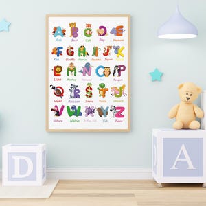 Animal Alphabet Poster: Educational Kids Nursery Decor (Digital Download)