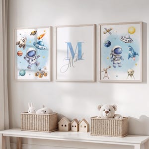 Personalized Space Wall Art: Set of 3 Kids Room Prints (Digital Download)