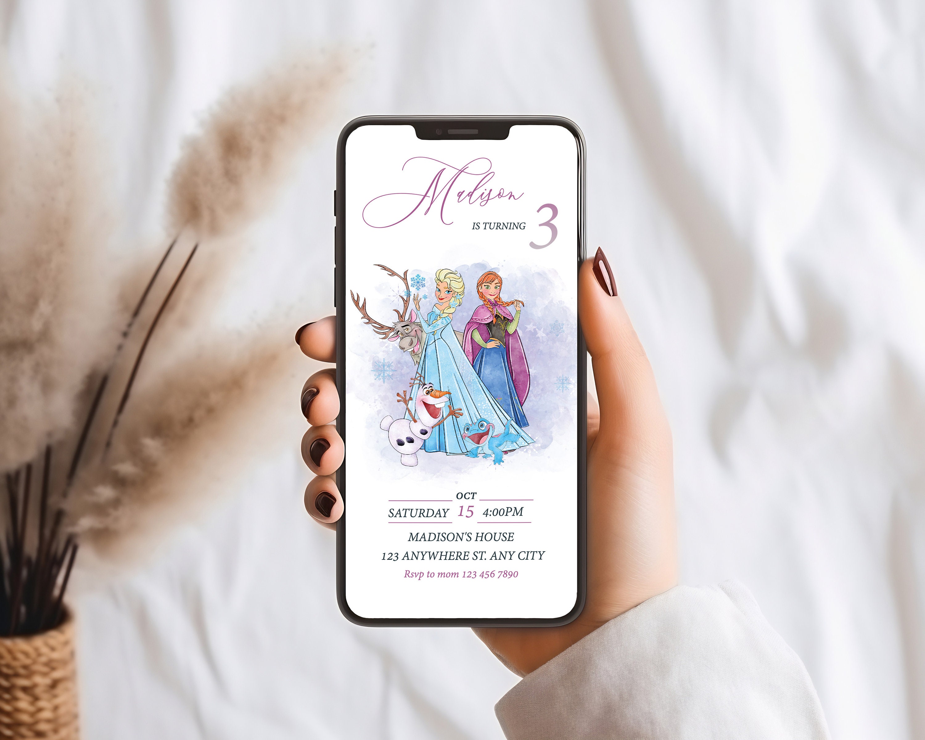 Editable Mobile Frozen Birthday Invitation Template Birthday Party Invitations Digital Kids Party Invite Instant Download