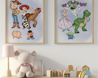 Toy Story Wall Art, Nursery Prints: Kids Playroom Decor (Digital Download)