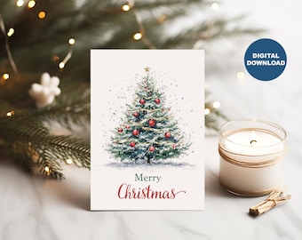Tarjeta navideña elegante y plegable: saludo navideño imprimible de 5x7 (descarga digital)