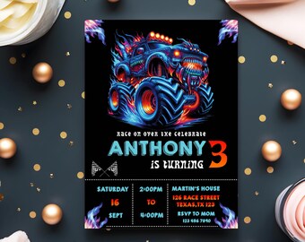 Editable Monster Truck Birthday Invitation: Big Wheel Party (Printable Invite)