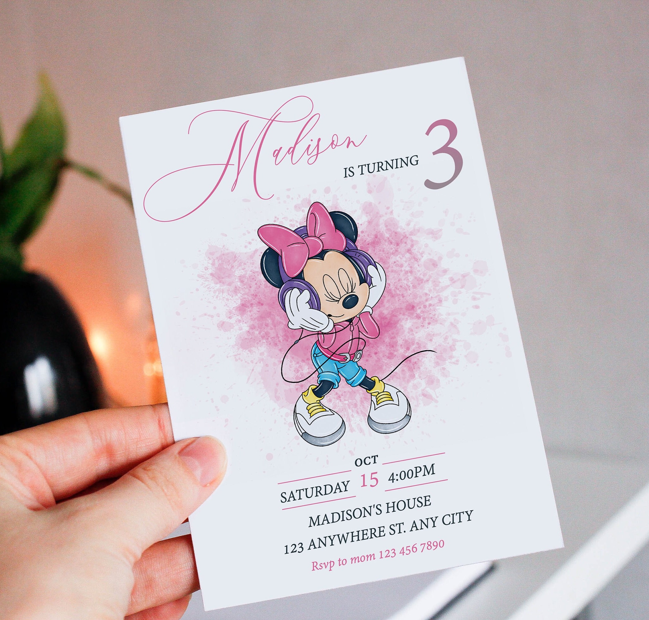 Editable Pink Minnie Mouse Birthday Invitation (digital Download) - Etsy