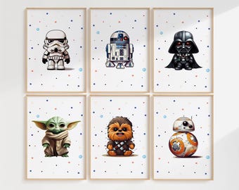 Star Wars Wall Art, Nursery Prints Set: Kids Room Decor (Digital Download)