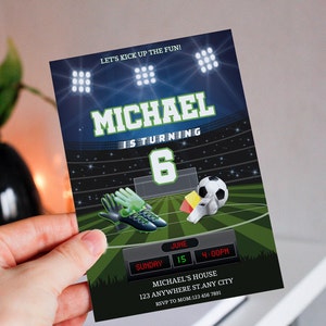 Editable Soccer Birthday Invitation, Soccer Party Invite, Football Birthday Evite, Editable Template