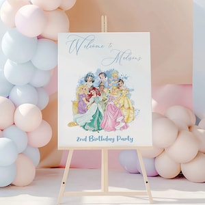 Editable Disney Princess Birthday Party Welcome Sign, Princess Party Decor, Princess Welcome Sign, Birthday Party Welcome Sign, mm